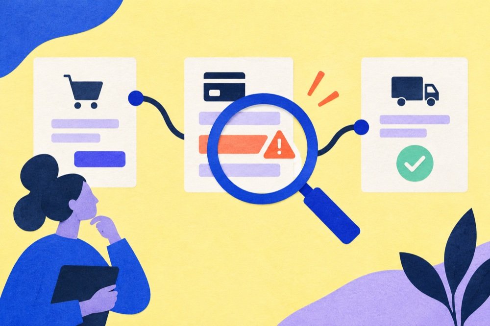 Illustration of a customer journey being inspected